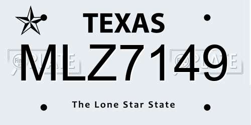 MLZ7149 Texas License Plate