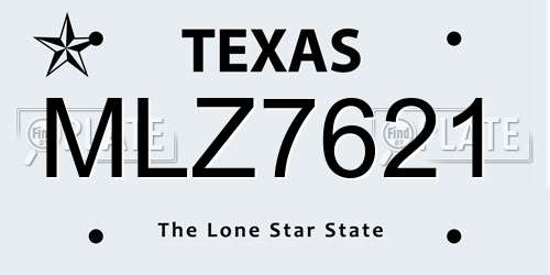 MLZ7621 Texas License Plate