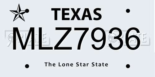 MLZ7936 Texas License Plate