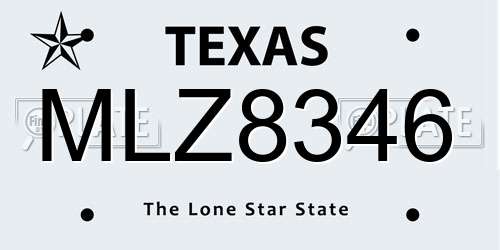 MLZ8346 Texas License Plate