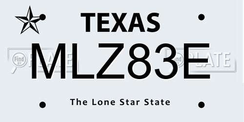 MLZ83E Texas License Plate