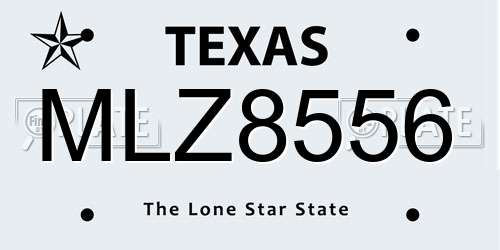 MLZ8556 Texas License Plate