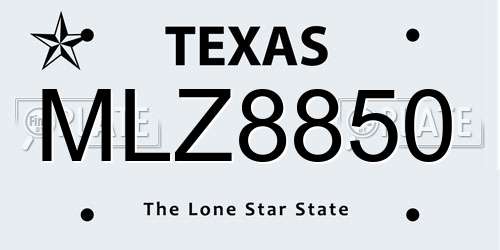 MLZ8850 Texas License Plate