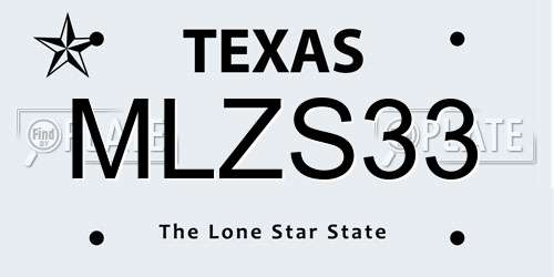 MLZS33 Texas License Plate