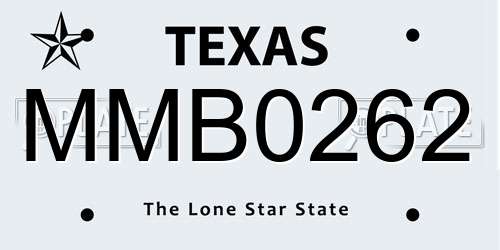 MMB0262 Texas License Plate