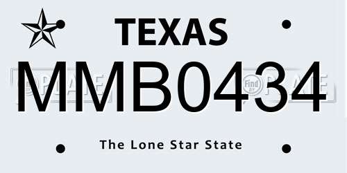 MMB0434 Texas License Plate