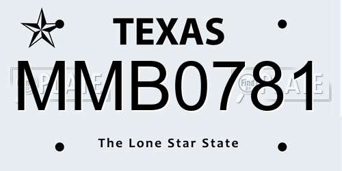 MMB0781 Texas License Plate