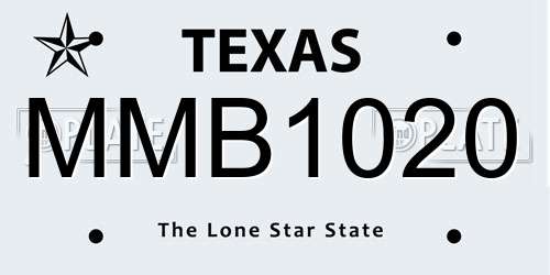 MMB1020 Texas License Plate