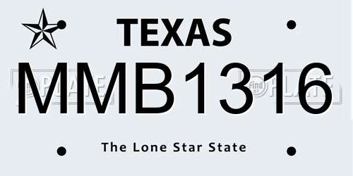 MMB1316 Texas License Plate