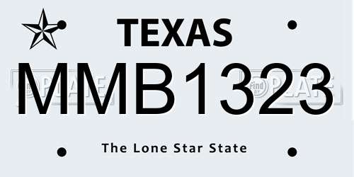 MMB1323 Texas License Plate