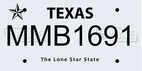 MMB1691 Texas License Plate
