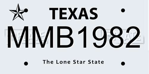 MMB1982 Texas License Plate