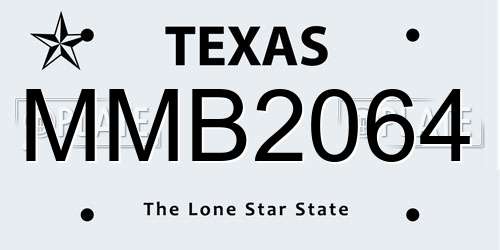 MMB2064 Texas License Plate