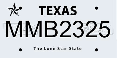 MMB2325 Texas License Plate