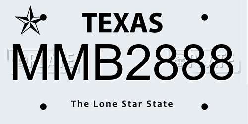 MMB2888 Texas License Plate