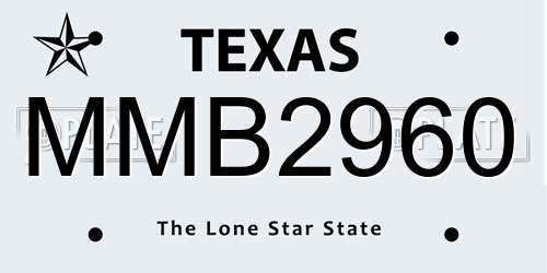 MMB2960 Texas License Plate