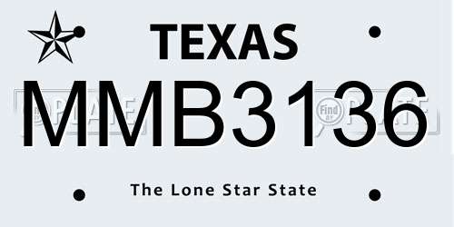 MMB3136 Texas License Plate