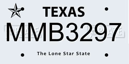 MMB3297 Texas License Plate