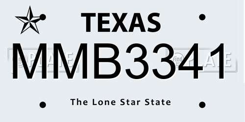 MMB3341 Texas License Plate