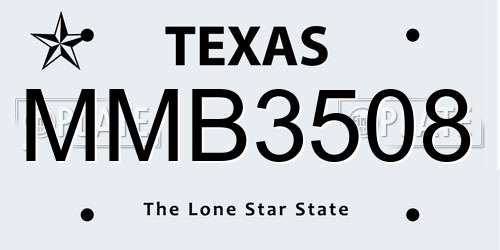 MMB3508 Texas License Plate