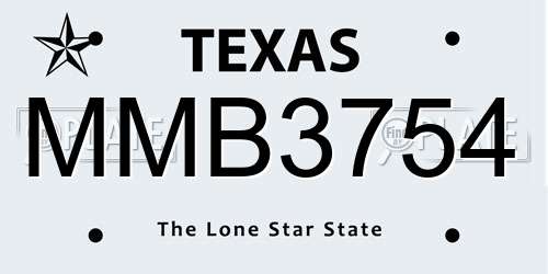 MMB3754 Texas License Plate