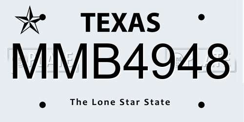 MMB4948 Texas License Plate