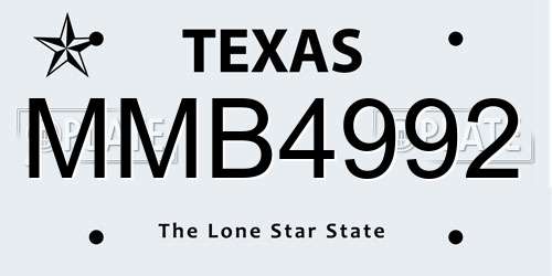 MMB4992 Texas License Plate