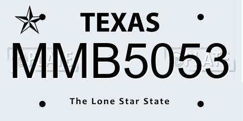 MMB5053 Texas License Plate