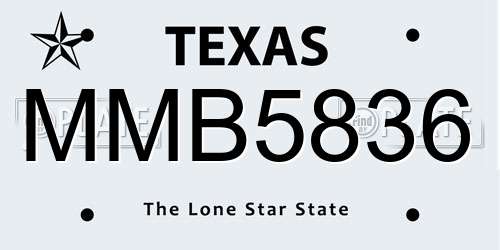 MMB5836 Texas License Plate