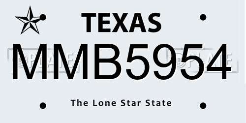 MMB5954 Texas License Plate