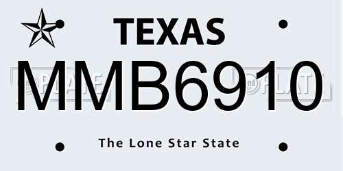 MMB6910 Texas License Plate