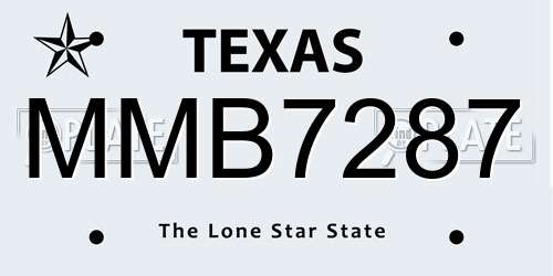 MMB7287 Texas License Plate