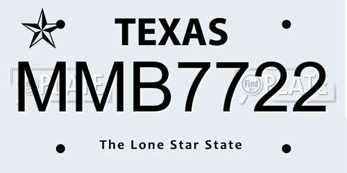 MMB7722 Texas License Plate