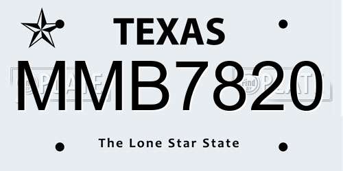 MMB7820 Texas License Plate