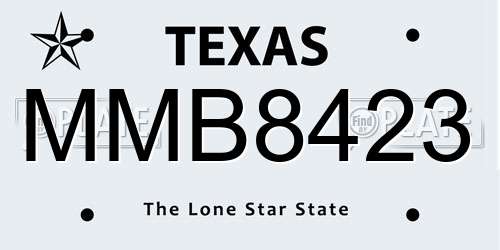 MMB8423 Texas License Plate
