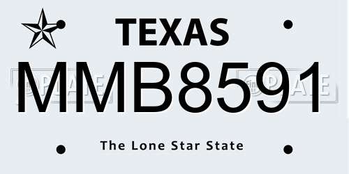 MMB8591 Texas License Plate