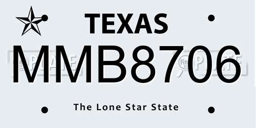 MMB8706 Texas License Plate