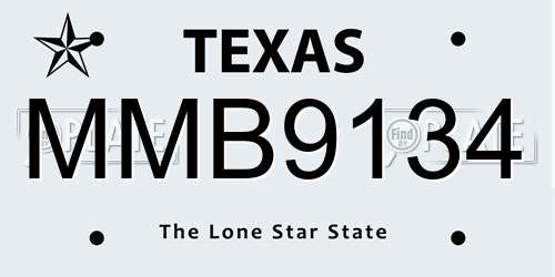 MMB9134 Texas License Plate