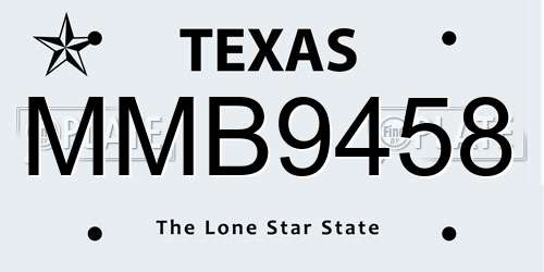 MMB9458 Texas License Plate