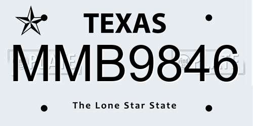 MMB9846 Texas License Plate