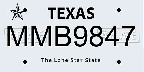 MMB9847 Texas License Plate