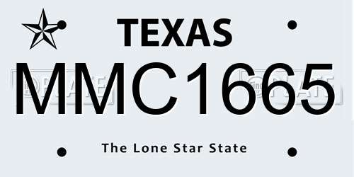 MMC1665 Texas License Plate