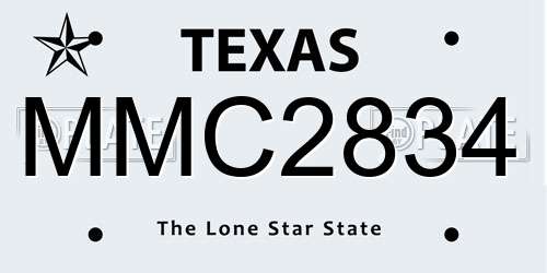 MMC2834 Texas License Plate