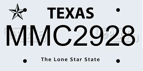MMC2928 Texas License Plate