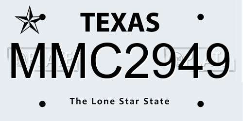MMC2949 Texas License Plate