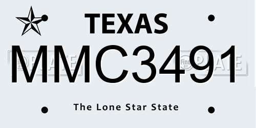 MMC3491 Texas License Plate