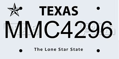 MMC4296 Texas License Plate