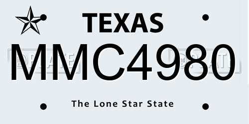 MMC4980 Texas License Plate