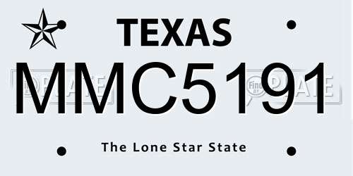 MMC5191 Texas License Plate