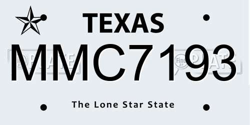 MMC7193 Texas License Plate